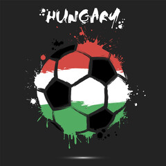 Abstract soccer ball with Hungary national flag colors. Flag of Hungary in the form of a soccer ball made on an isolated background. Football championship banner. Vector illustration