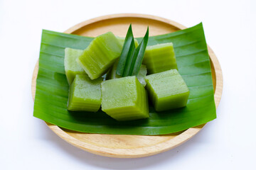 Steamed pandan layer cake. Thai Desserts.