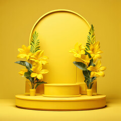 3d yellow podium for sale goods AI