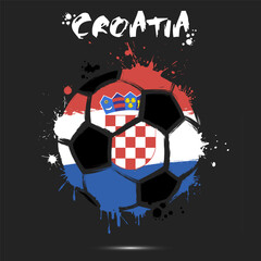 Abstract soccer ball with Croatia national flag colors. Flag of Croatia in the form of a soccer ball made on an isolated background. Football championship banner. Vector illustration