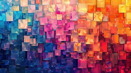 Vibrant abstract background with a mosaic of multicolored squares and rectangles - obrazy, fototapety, plakaty