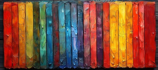 Colorful artistic pencils on rustic surface, inspiring a vibrant spectrum of creative pursuits