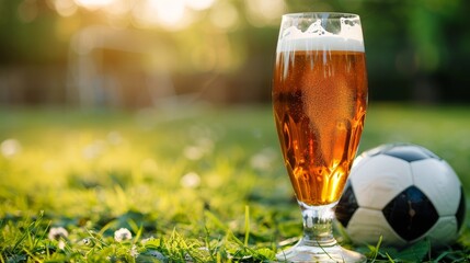 Summer soccer cheers: cold beer and football on grass