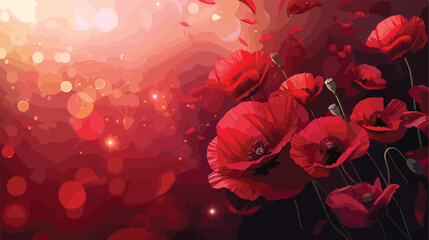 Beautiful red poppy flowers Vector style vector design - obrazy, fototapety, plakaty