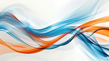 Obraz premium Abstract background with blue and orange smooth lines on white background