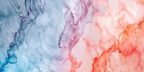 Elegant Marble Ink Texture in Blue and Coral Pink