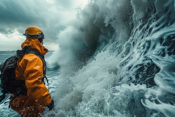 Obraz premium Heartwarming rescuers portrait, honoring bravery and compassion of those who dedicate their lives to saving others, capturing courage and selflessness of rescue workers in powerful visual narrative.