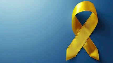 A yellow ribbon with a blue background