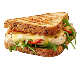 Cheesy chicken melt isolated on transparent background
