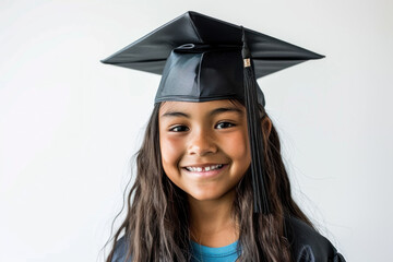 Happy young girl with graduation cap, beaming with pride and excitement for her future