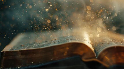 Bible with whimsical dust and bokeh