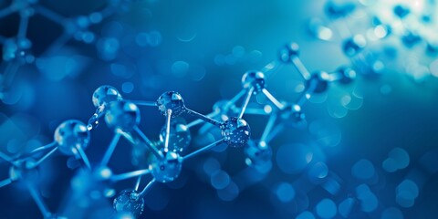Abstract Blue Molecular Structure Background - obrazy, fototapety, plakaty
