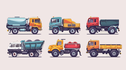 Big truck set. Vector flat illustration. Vector style