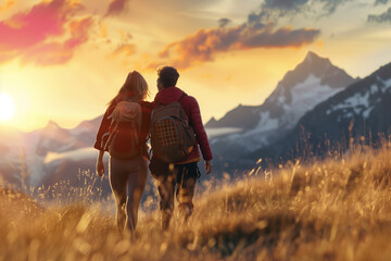 Couple on a romantic hike in nature