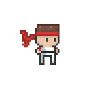Fighter man, pixel art character