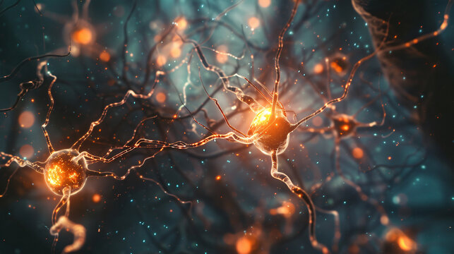 Neurons sending brain activity firing biology electrical nerve signal neurotransmitter chemical receptor cell dendrite