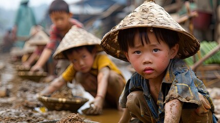 The portrayal of impoverished children at work in Asian societies reflects the intersection of...
