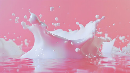 Obraz na płótnie Canvas Milk Splash on Pink Background in Cryengine Style