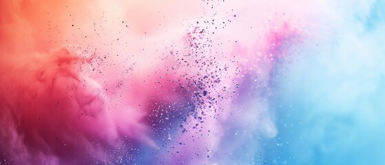 reezing motion of colorful powder exploding on a isolated pastel background Copy space creates an...