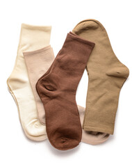 Different basic color socks on white background