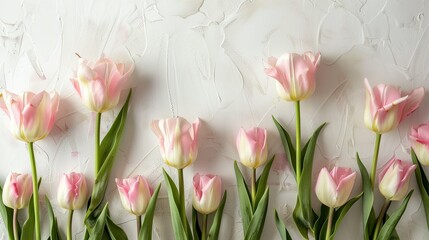 A lovely arrangement of soft pink tulips set against a pristine white backdrop Perfect for celebrating Easter birthdays Valentine s Day or weddings a versatile and festive choice for any oc