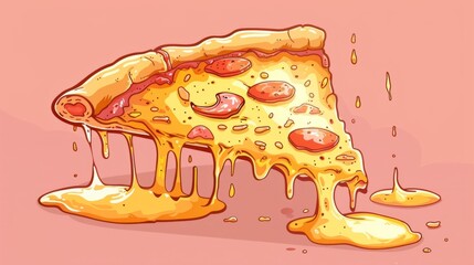 Floating melted pizza slice generative ai
