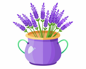 Bouquet of lavender flowers in a pot.