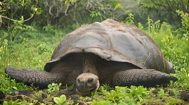 big turtle on the grass