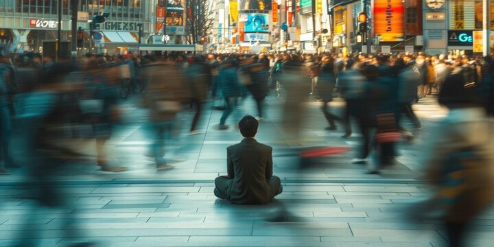 In the midst of urban life, seated in tranquility, finding calm amidst chaos. 🏙️🧘&zwj;♂️