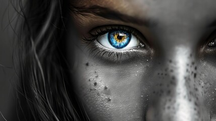 black and white portraits with selective color elements generative ai