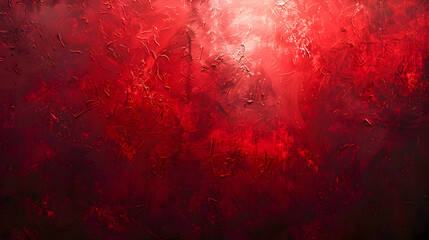 Red Abstract Painting with Old Window and Expressive Eye