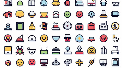 Video games thin line web icons set. Mobile game ap