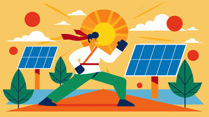 Utilizing solar power at a martial arts event to reduce reliance on fossil fuels.