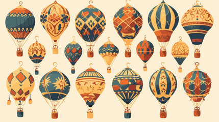 Vintage Hot Air Balloons Vector illustration. Thin