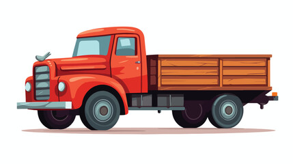 Vintage Truck Clipart 2d flat cartoon vactor illust