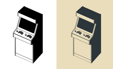 Retro arcade games cabinet illustrations - 793369127