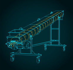 Mobile screw conveyor isometric blueprint - 793369168