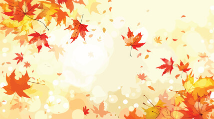 illustration of colorful autumn maple leaves on bokeh