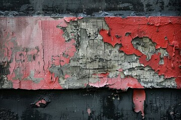 A wall with a red and gray paint job