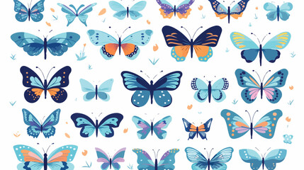 Watercolor Butterflies Clipart 2d flat cartoon vact