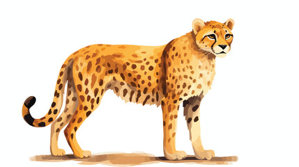 Watercolor Cheetah 2d flat cartoon vactor illustrat