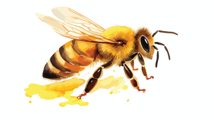 Watercolor Honeybee Clipart 2d flat cartoon vactor