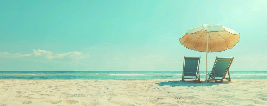 Serene beach getaway with sun loungers