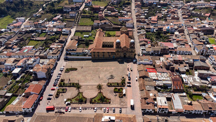 Mongui, Boyaca - Colombia. April 12 - 2024. Aerial photography with drone, Colombian municipality...