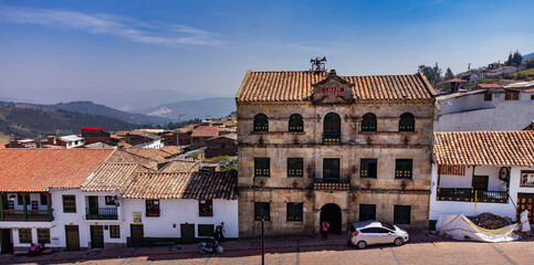Mongui, Boyaca - Colombia. April 12 - 2024. Aerial photography with drone, The municipality has a population of approximately 5,000 inhabitants