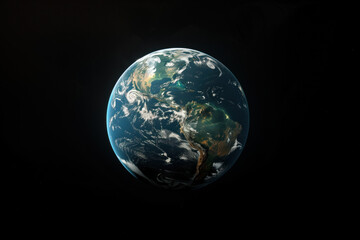 Fototapeta na wymiar Earth Globe Isolated on Black Background, Generative AI