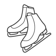Linear icon of skates. Vector-style illustration in black and white.