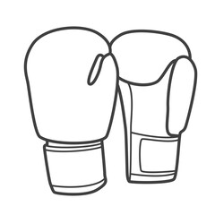 Linear icon of boxing gloves. Vector-style illustration in black and white.