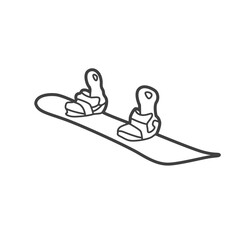 Linear icon of a snowboard. Vector-style illustration in black and white.
