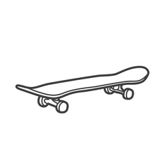 Linear icon of a skateboard. Vector-style illustration in black and white.